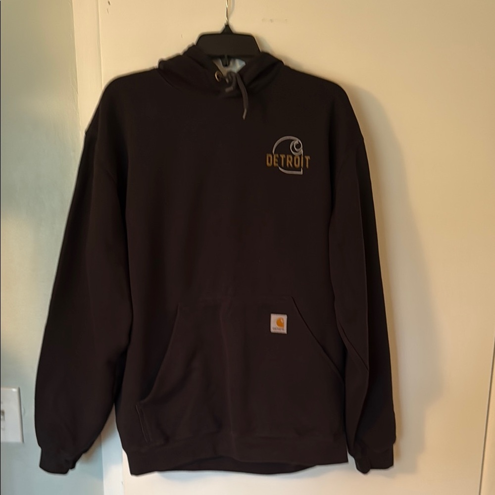 Carhartt Black Hoodie with Detroit Logo large